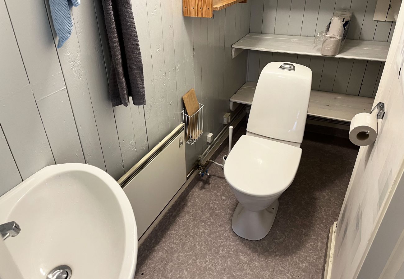 Stuga i Fårbo - Röd stuga belägen vid en kvarndamm och sjö utanför Fårbo I SE05050